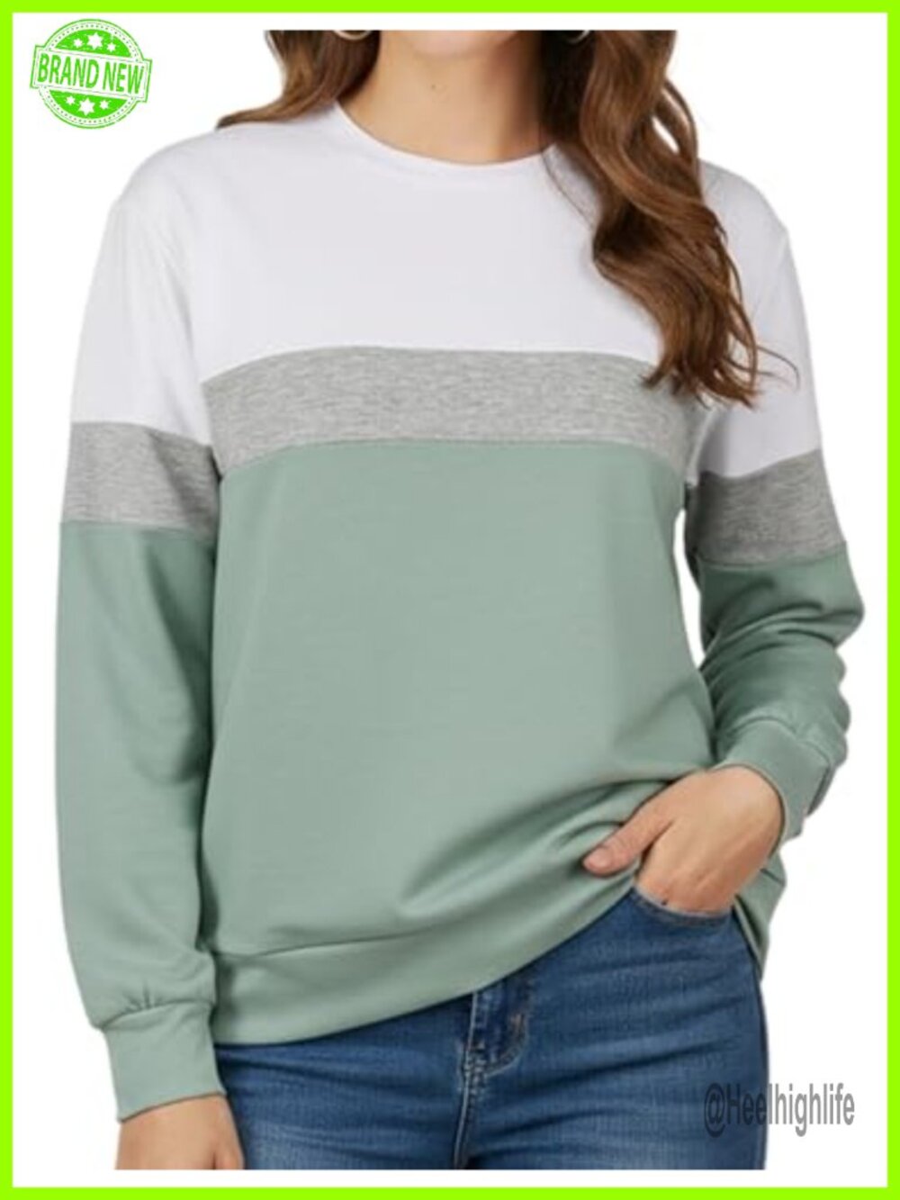 Crewneck Sweatshirt Long Sleeve Pullover Soft Cotton Blend Casual Top